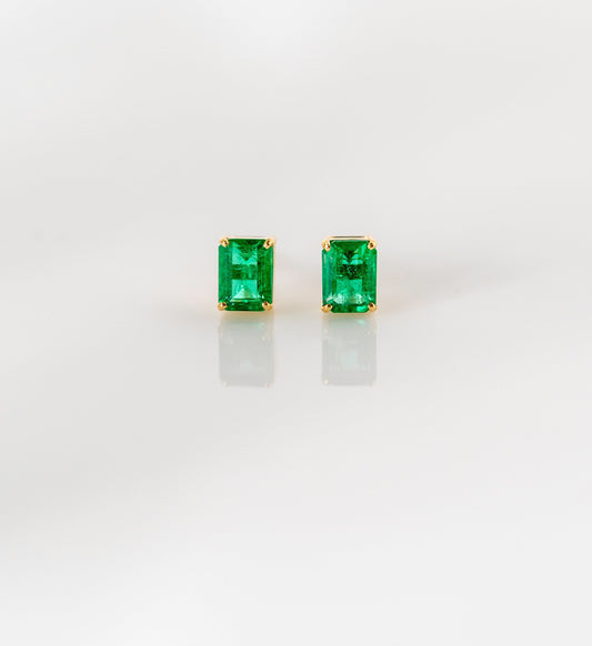 Emerald Octogon Studs