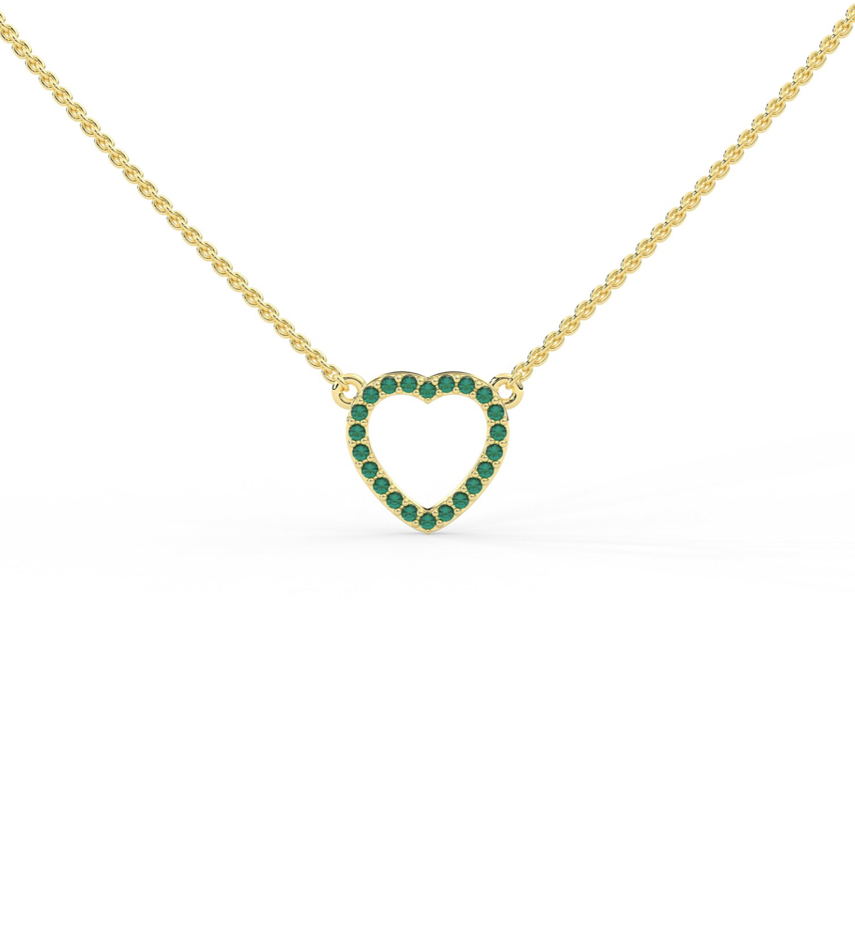 Open Heart Emerald Pendant Yellow Gold