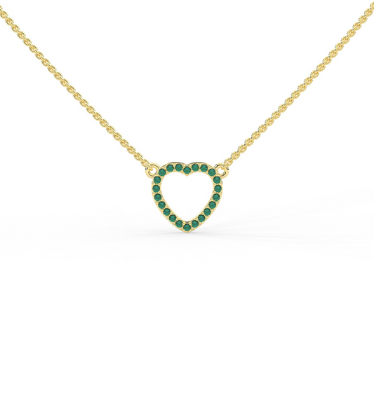 Open Heart Emerald Pendant Yellow Gold