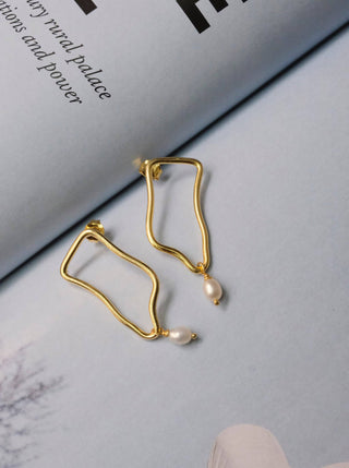 Abstract Pearl Drop Earrings