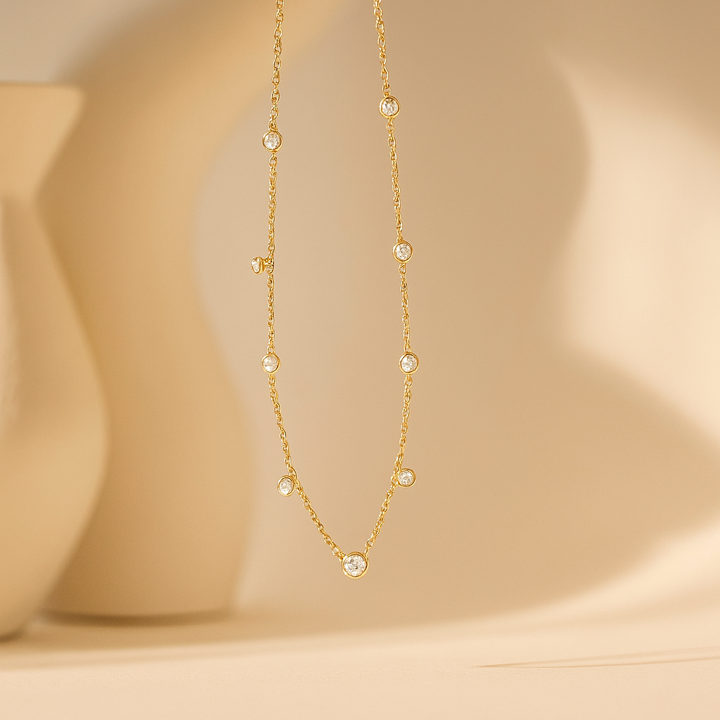 Delicate Diamond Necklace-Pendants-Anushka Jain Jewellery