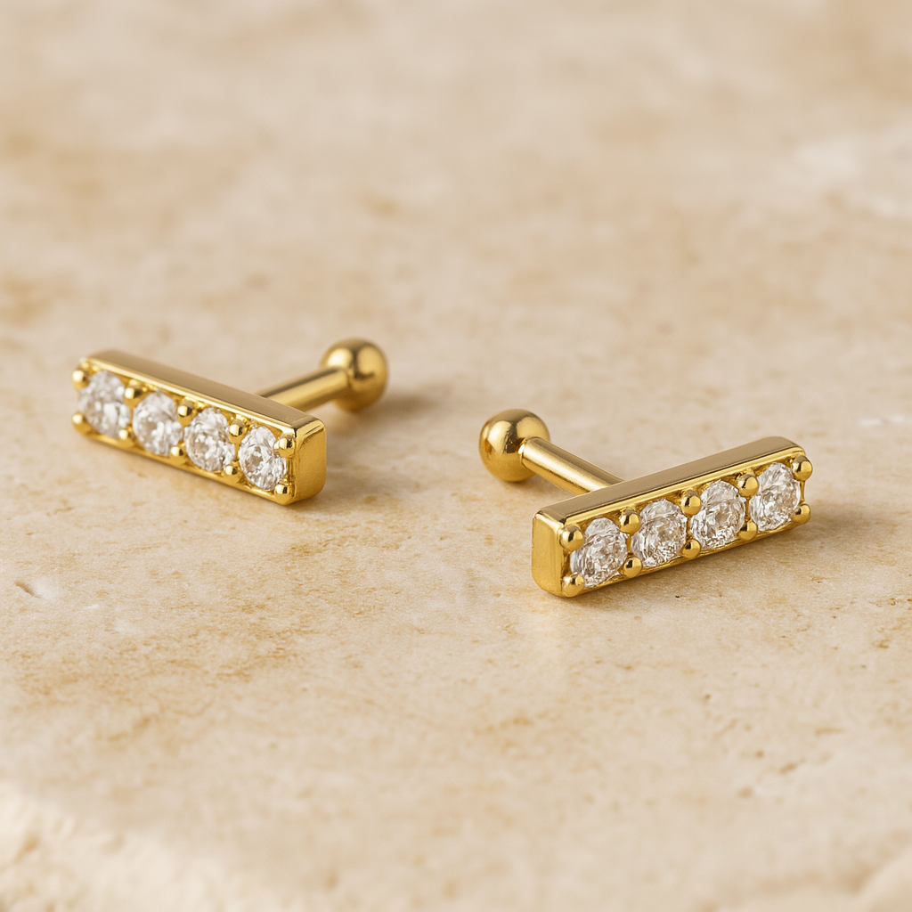 Diamond Bar Studs-Studs-Anushka Jain Jewellery