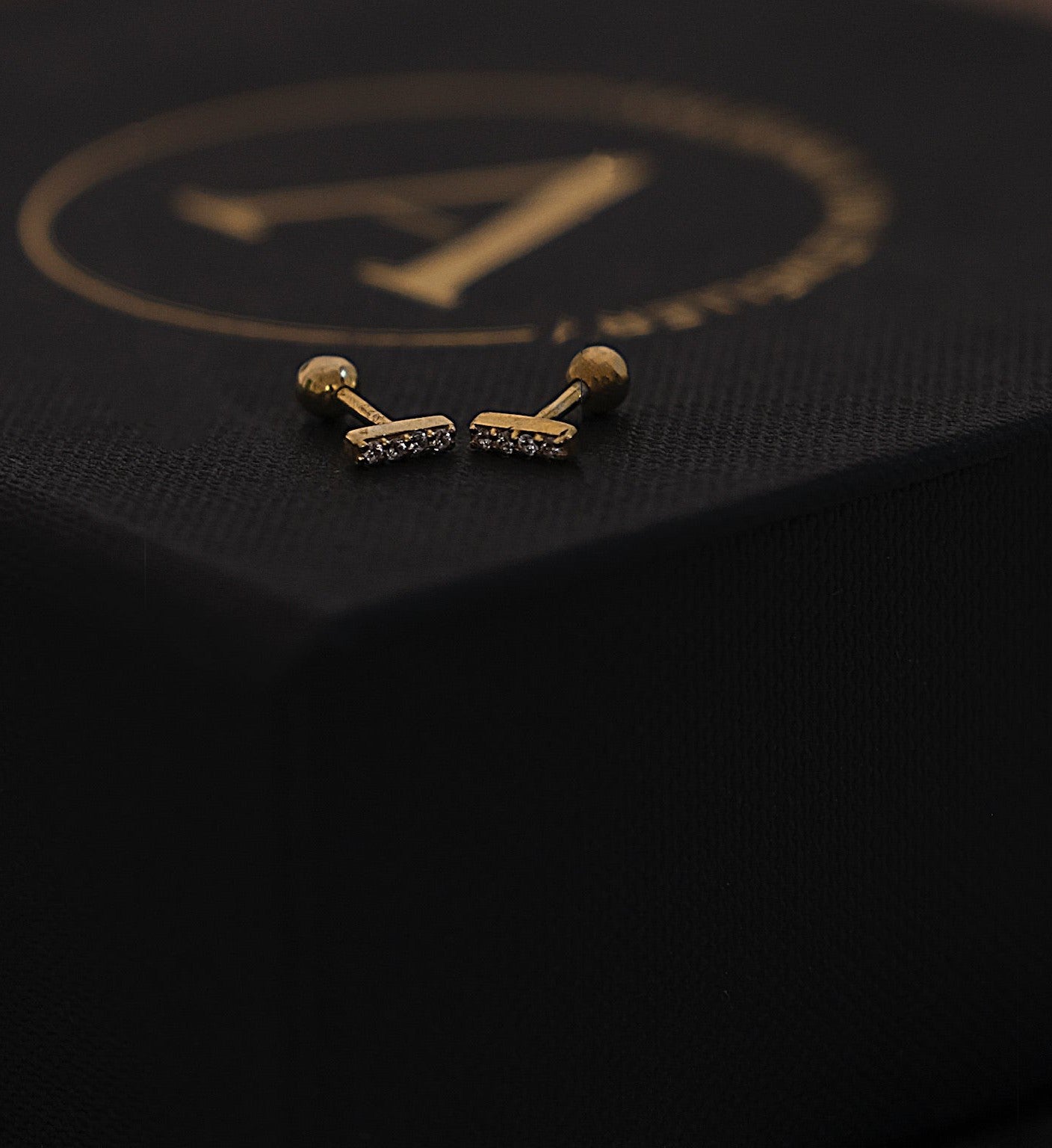 Diamond Bar Studs-Studs-Anushka Jain Jewellery