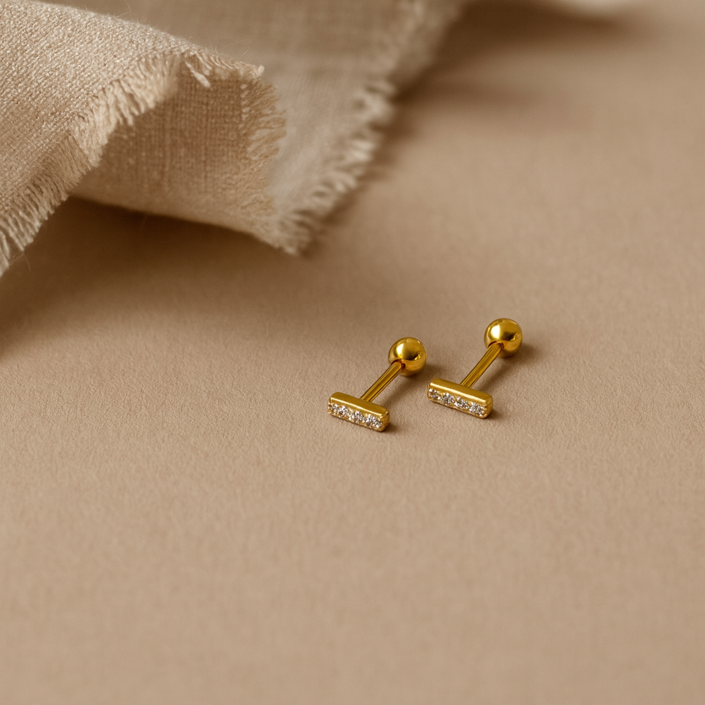 Diamond Bar Studs-Studs-Anushka Jain Jewellery
