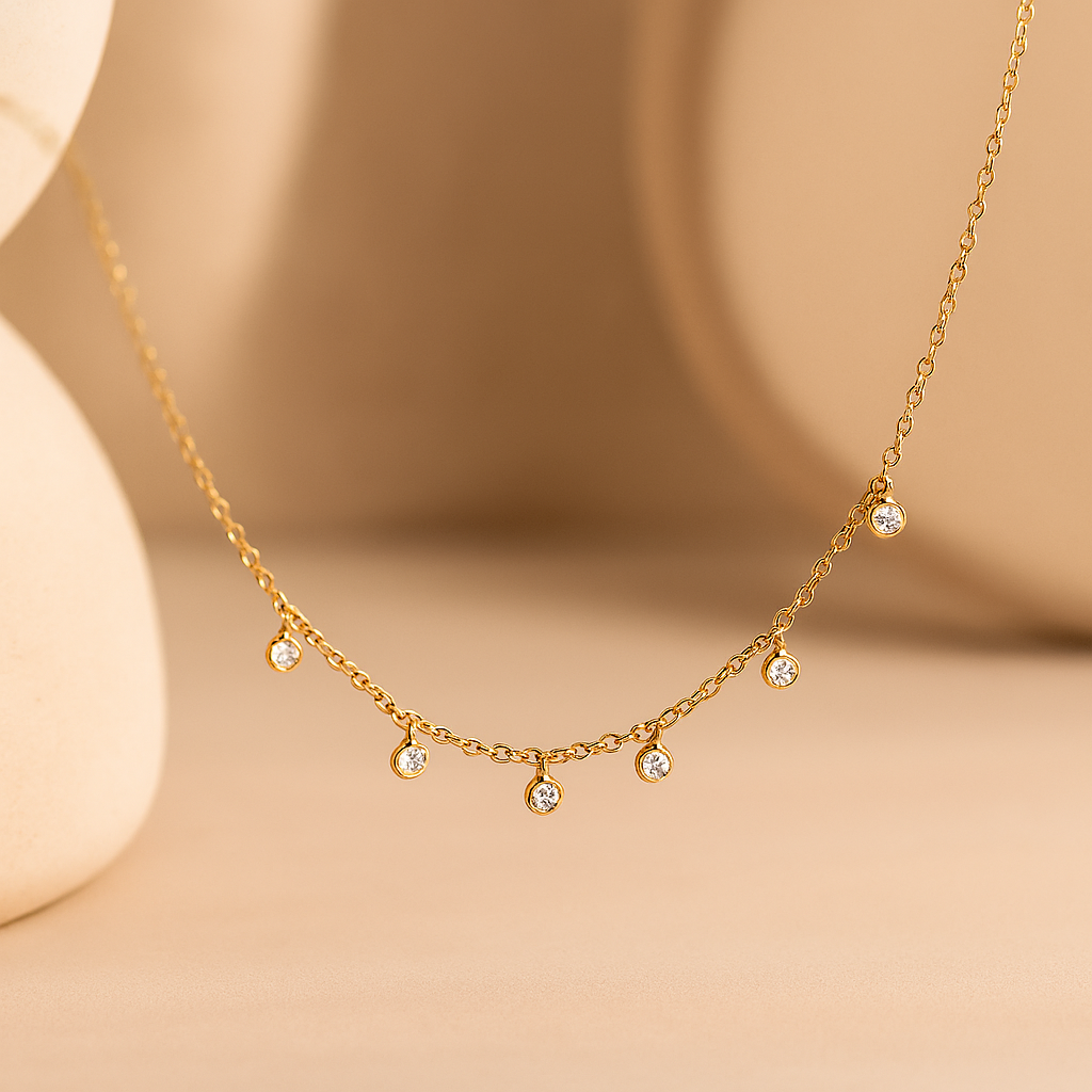 Diamond Droplet Necklace-Necklaces-Anushka Jain Jewellery