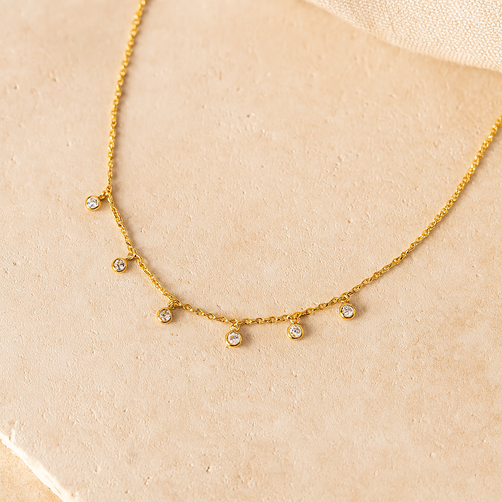 Diamond Droplet Necklace-Necklaces-Gold Vermeil-Anushka Jain Jewellery