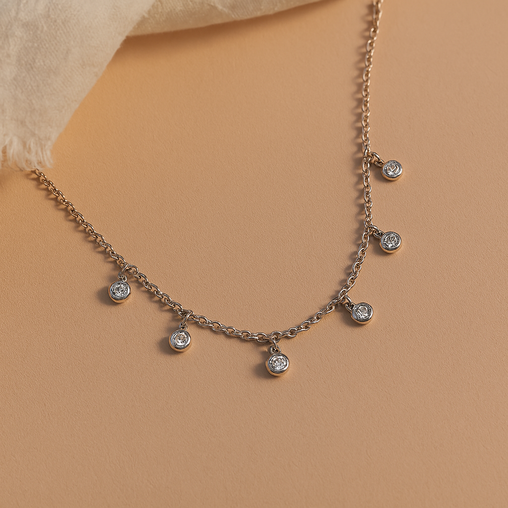 Diamond Droplet Necklace-Necklaces-Silver-Anushka Jain Jewellery