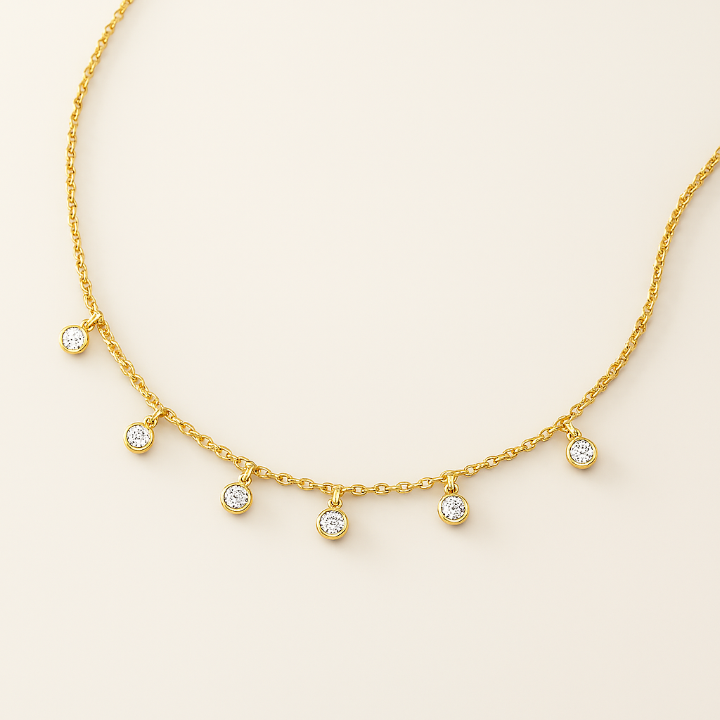 Diamond Droplet Necklace-Necklaces-Anushka Jain Jewellery