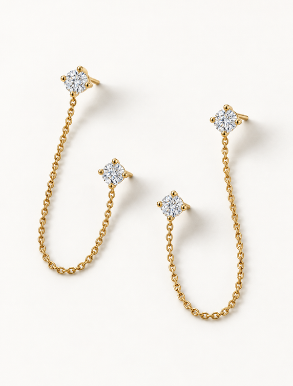 Diamond Ear Chain Studs