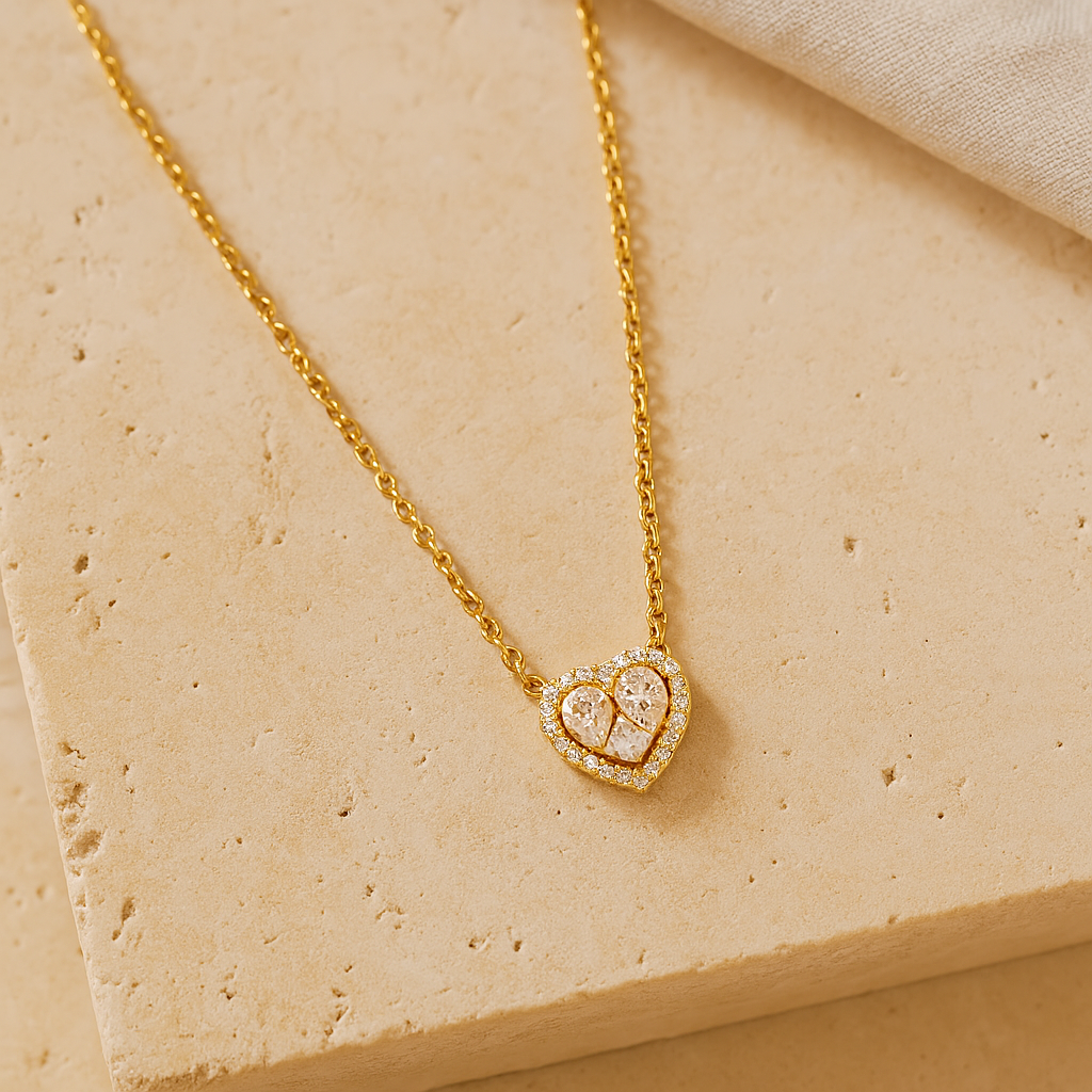 Diamond Heart Necklace-Pendants-Anushka Jain Jewellery