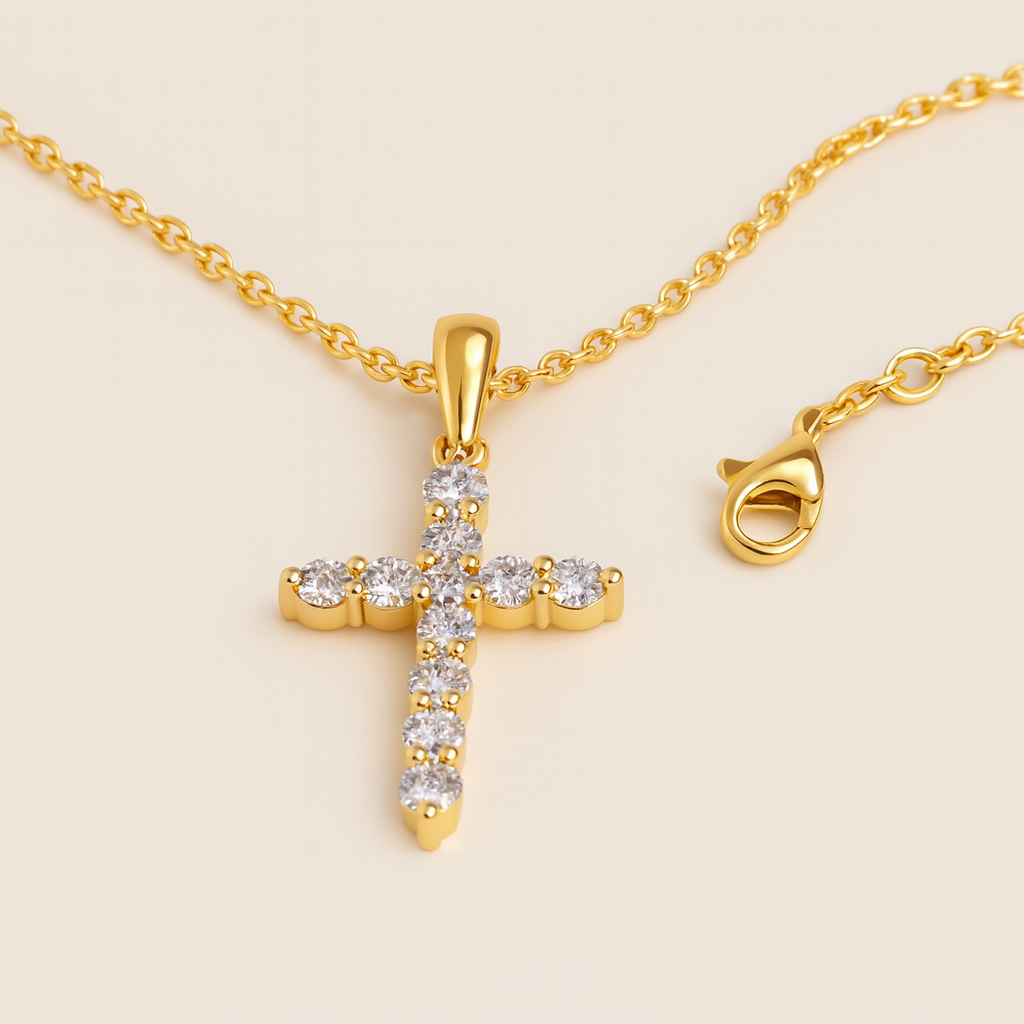 Diamond Holy Cross Necklace-Anushka Jain Jewellery