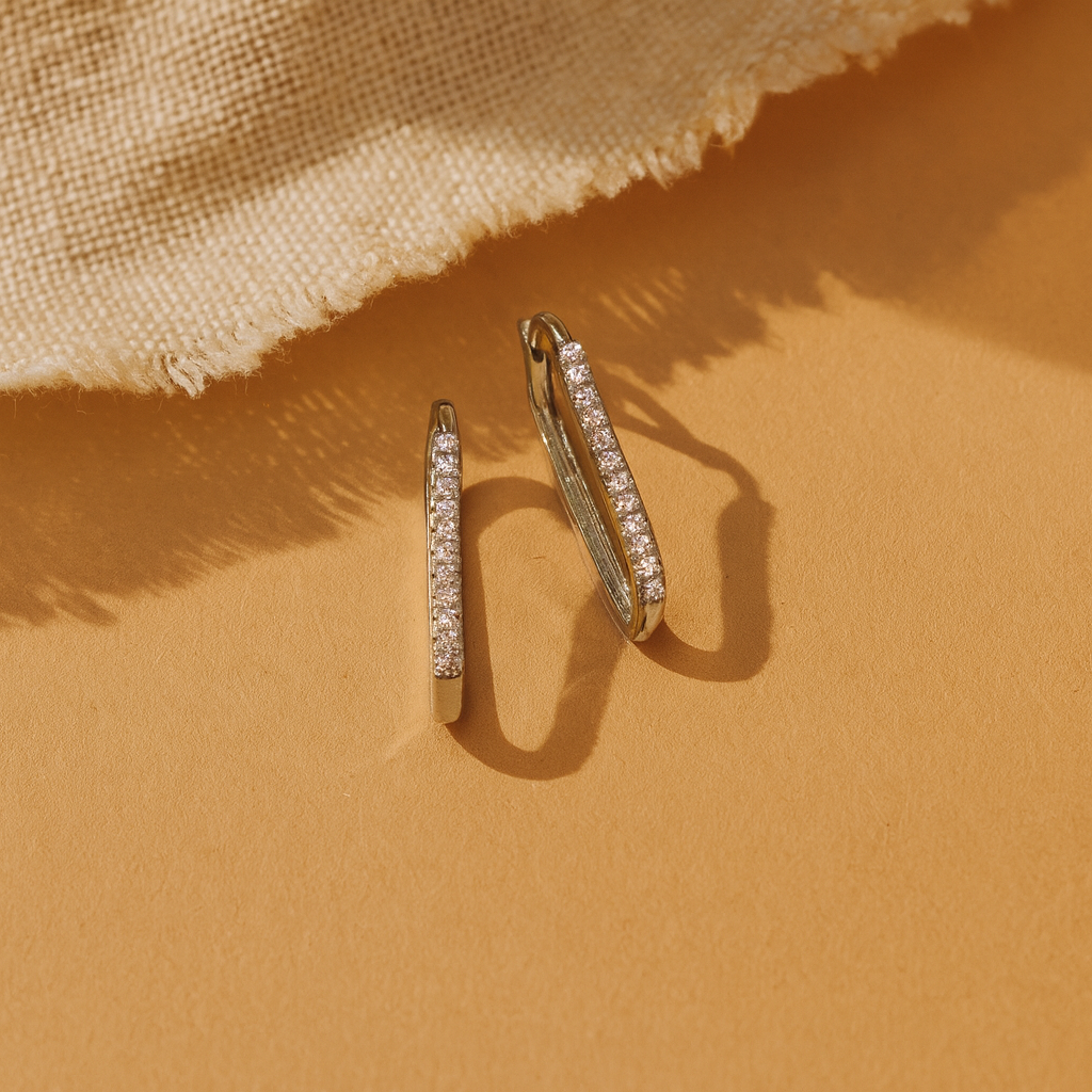 Diamond Long Bar Hoops-Hoops-Anushka Jain Jewellery
