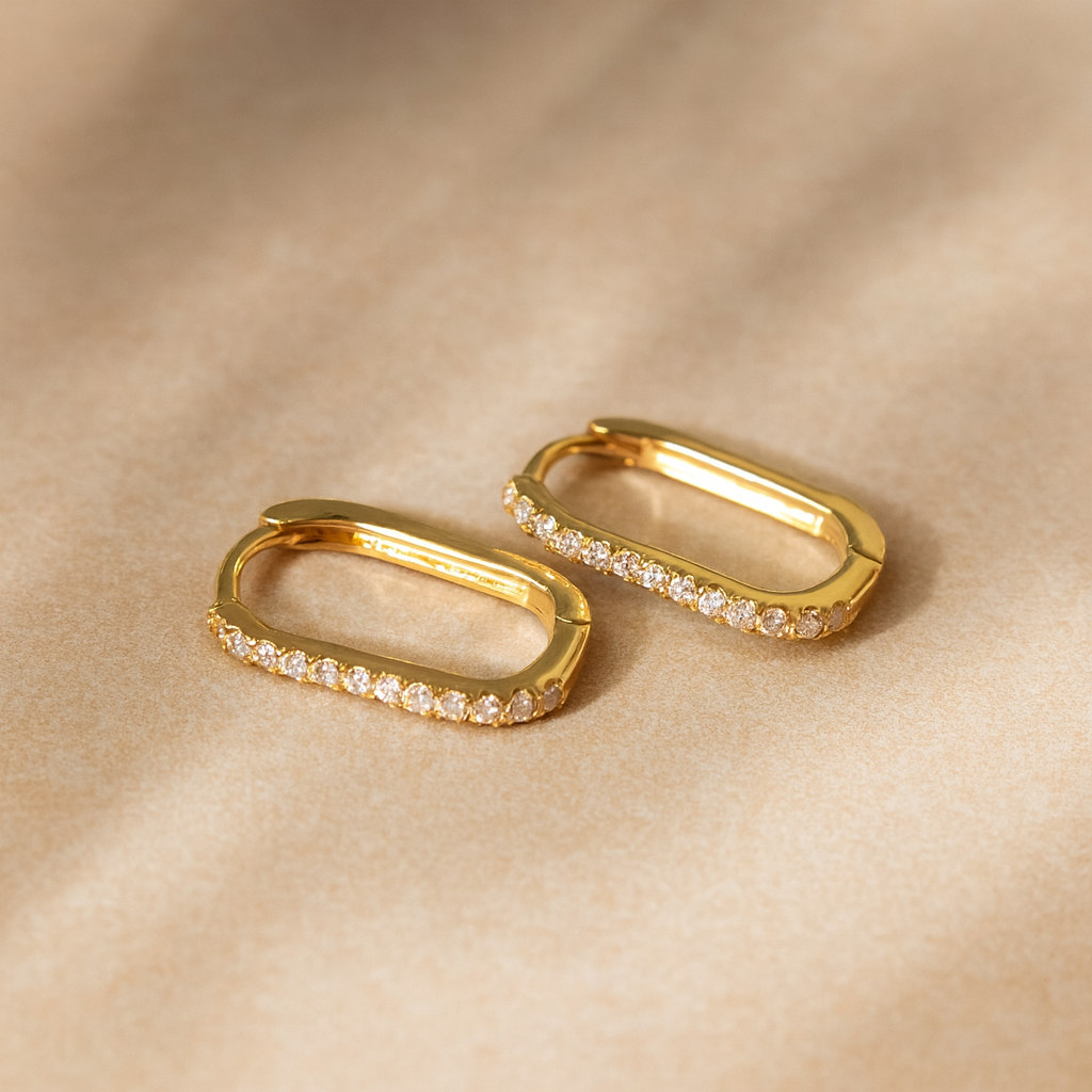Diamond Long Bar Hoops-Hoops-Anushka Jain Jewellery