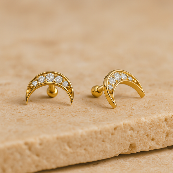 Diamond Lunar Studs-Studs-Gold Vermeil-Anushka Jain Jewellery