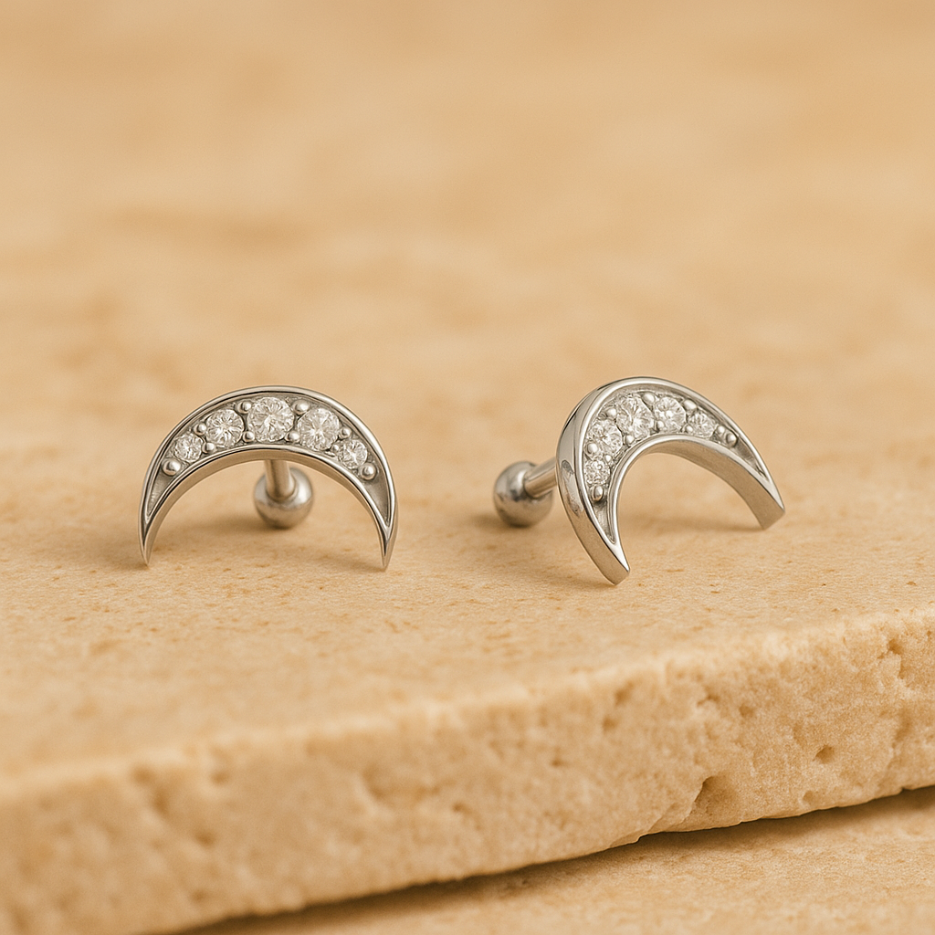 Diamond Lunar Studs-Studs-Silver-Anushka Jain Jewellery