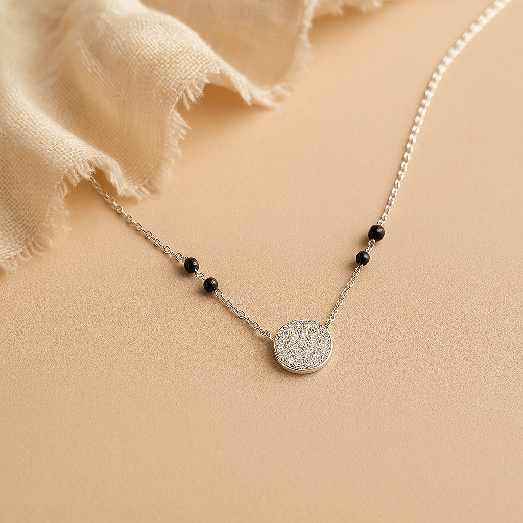 Diamond Pave Mangalsutra-Silver-Anushka Jain Jewellery
