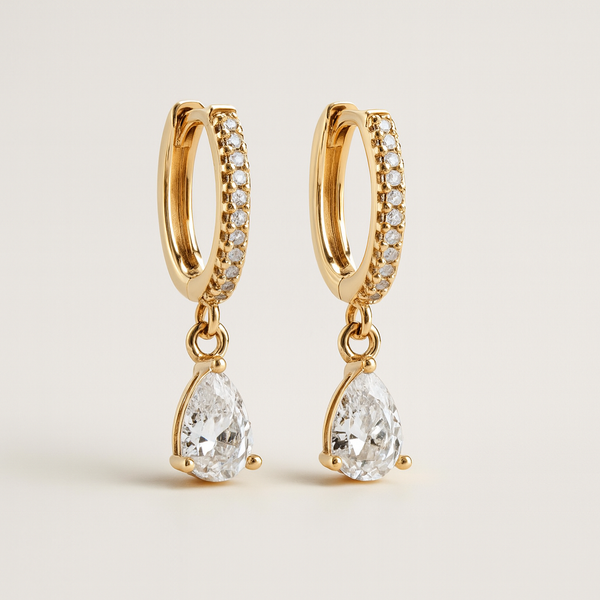 Diamond Pear Drop Huggie-Anushka Jain Jewellery