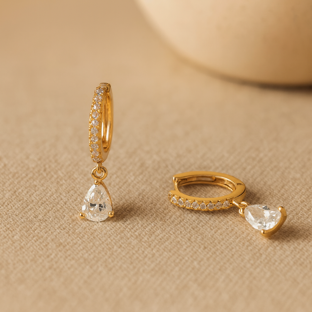 Diamond Pear Drop Huggie-Anushka Jain Jewellery