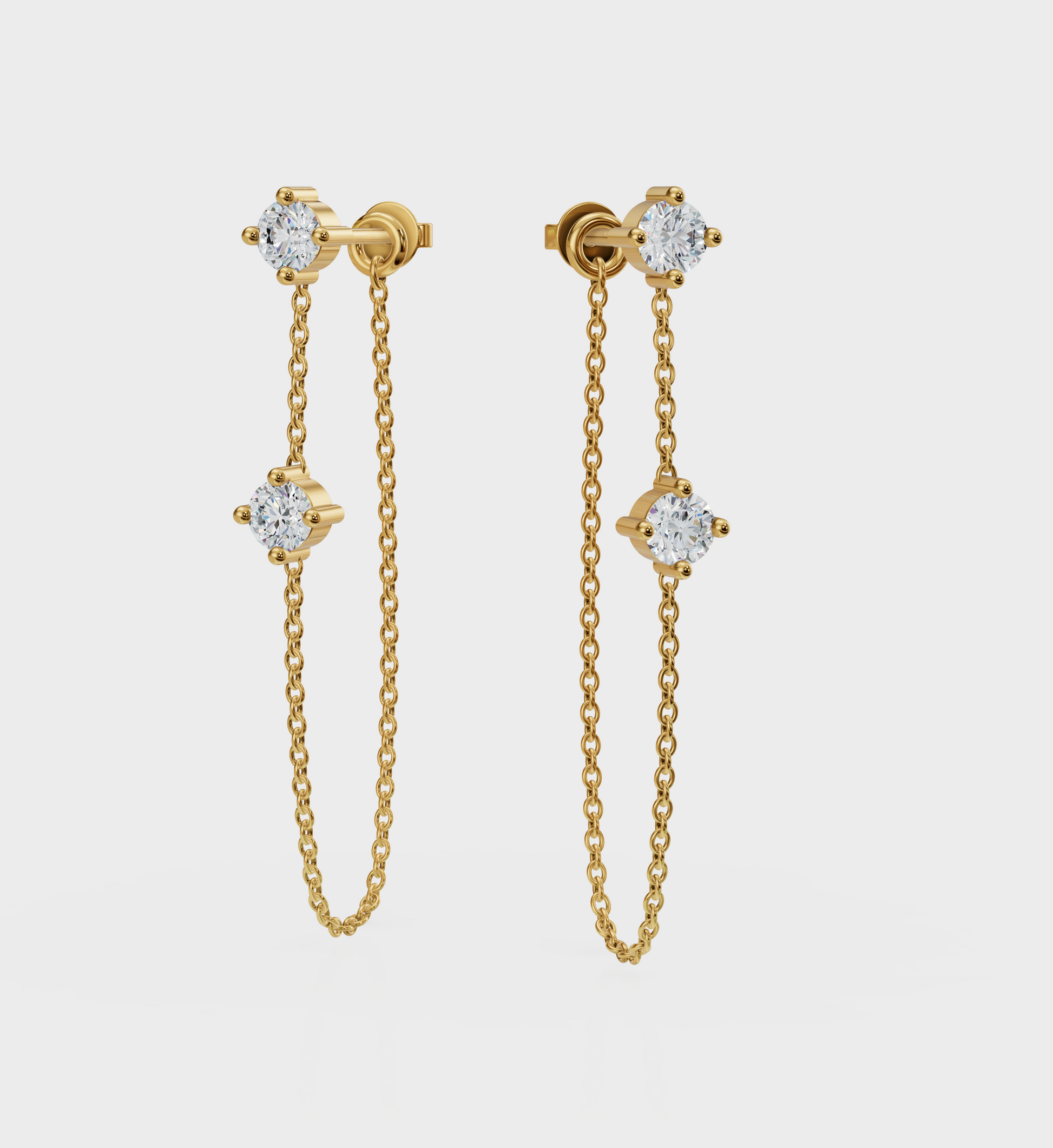 Double Stud Chain Earrings