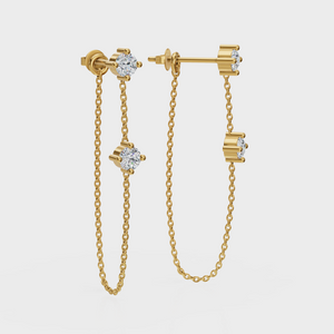 Double Stud Chain Earrings