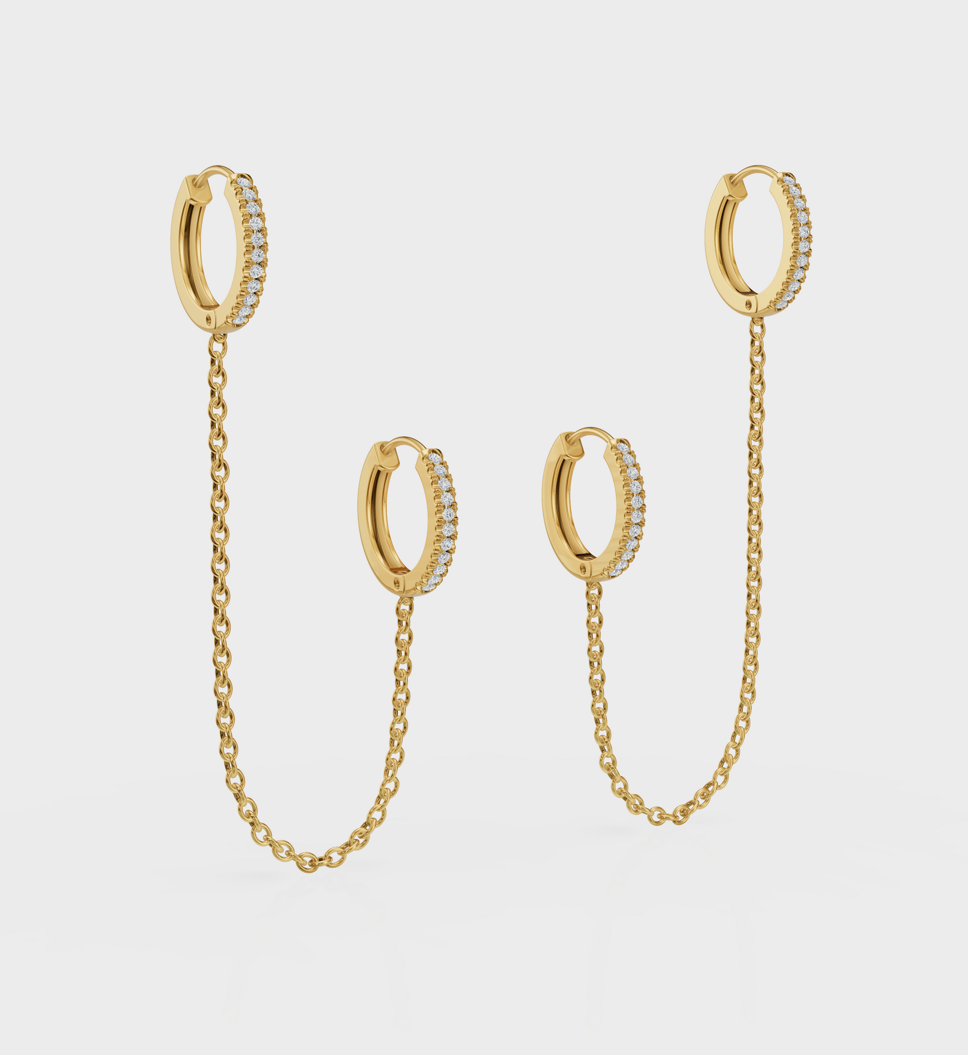 Diamond Hoop Chained Earrings