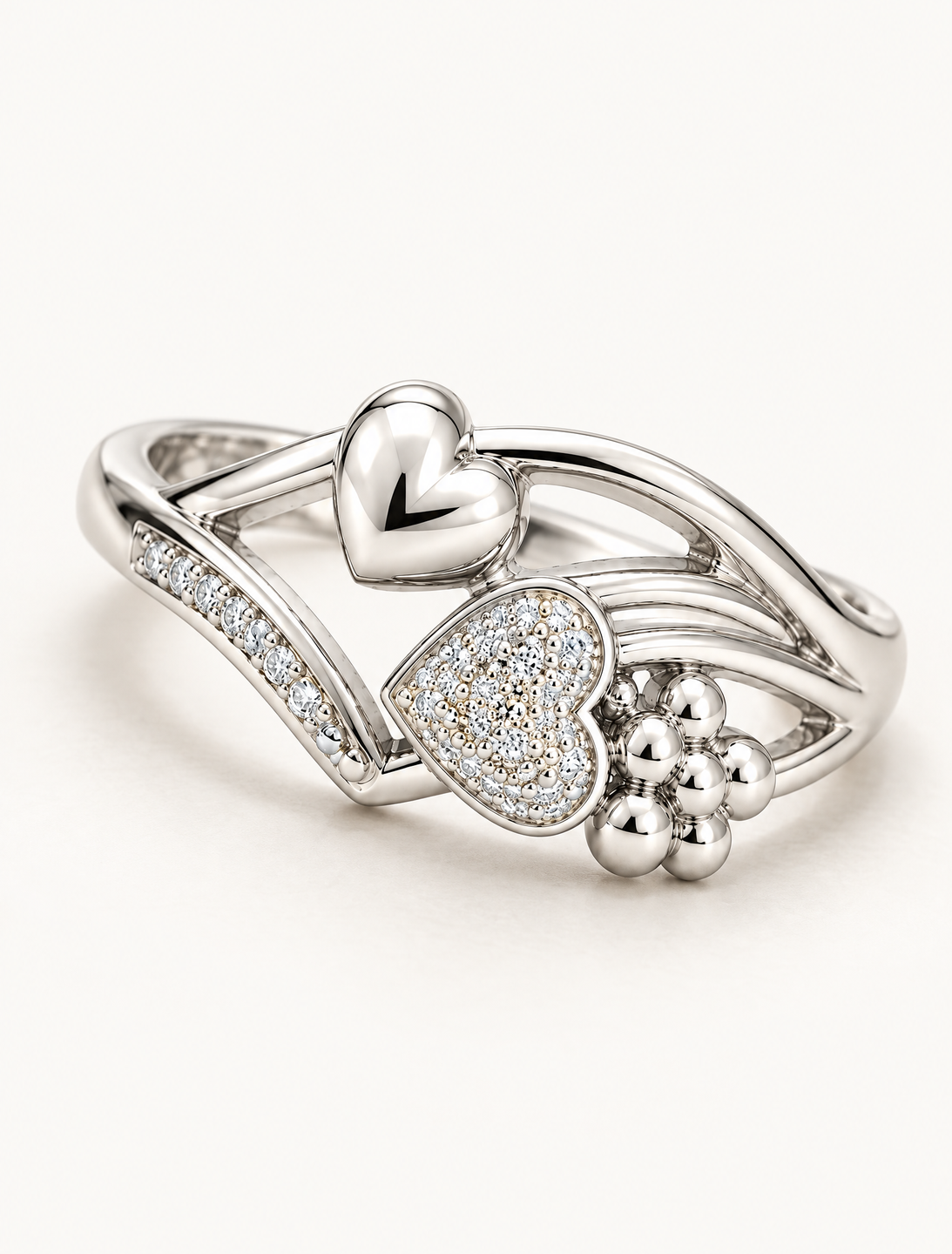 Double Heart Sterling Silver Ring