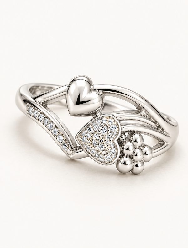 Double Heart Sterling Silver Ring