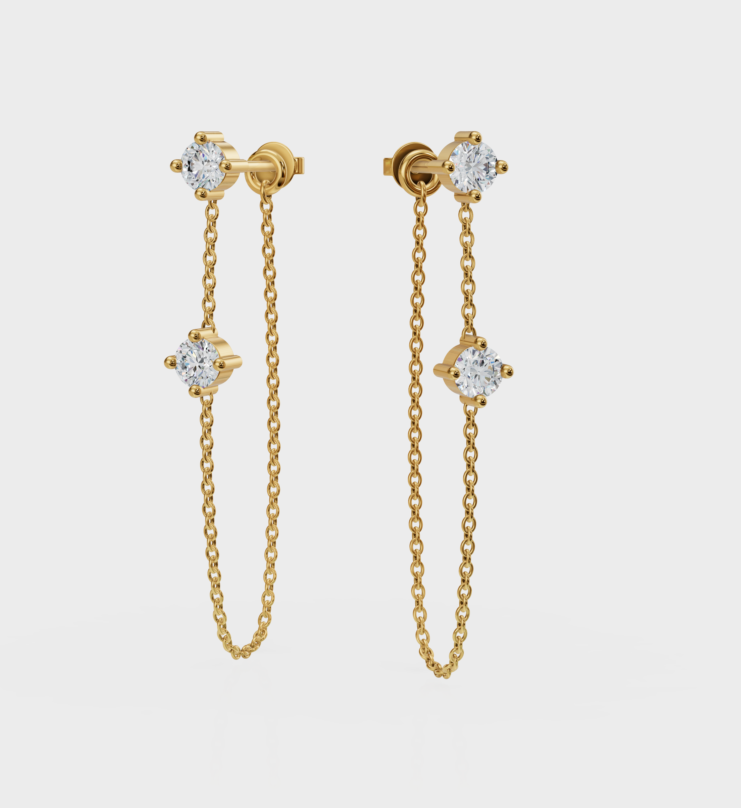 Double Stud Chain Earrings-Chains and Threaders-Anushka Jain Jewellery