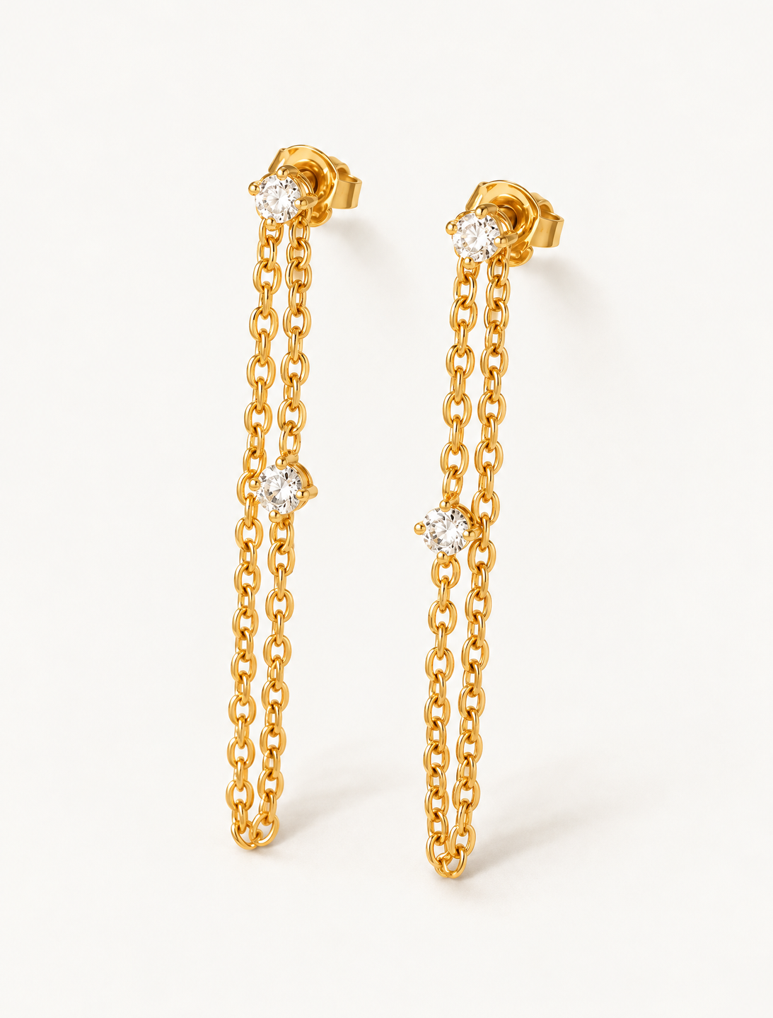 Double Stud Chain Earrings