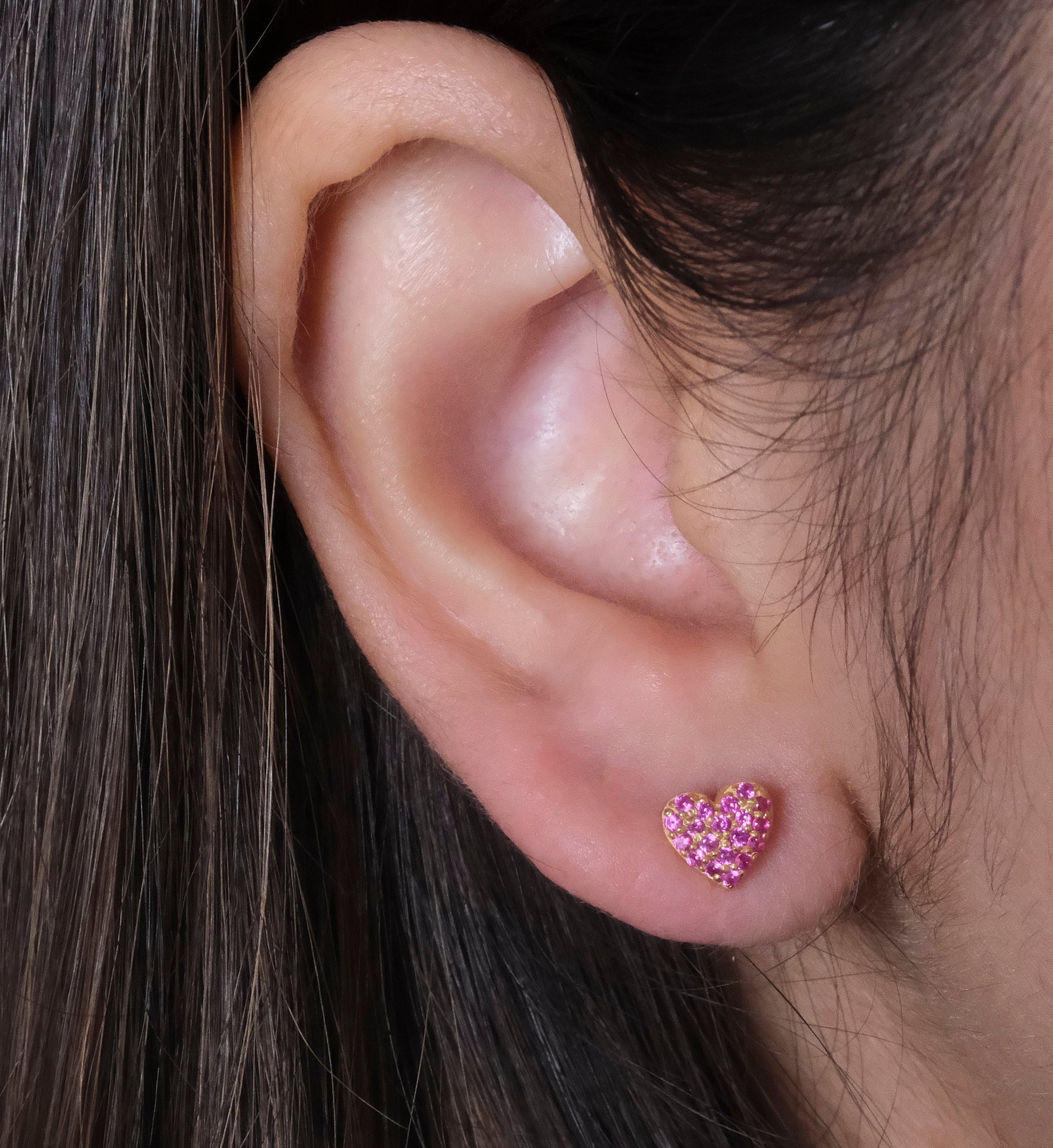 Ruby Heart Studs