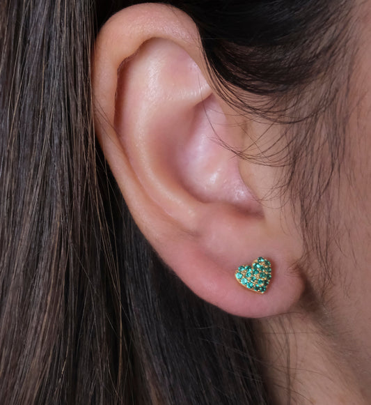 Emerald Heart Studs