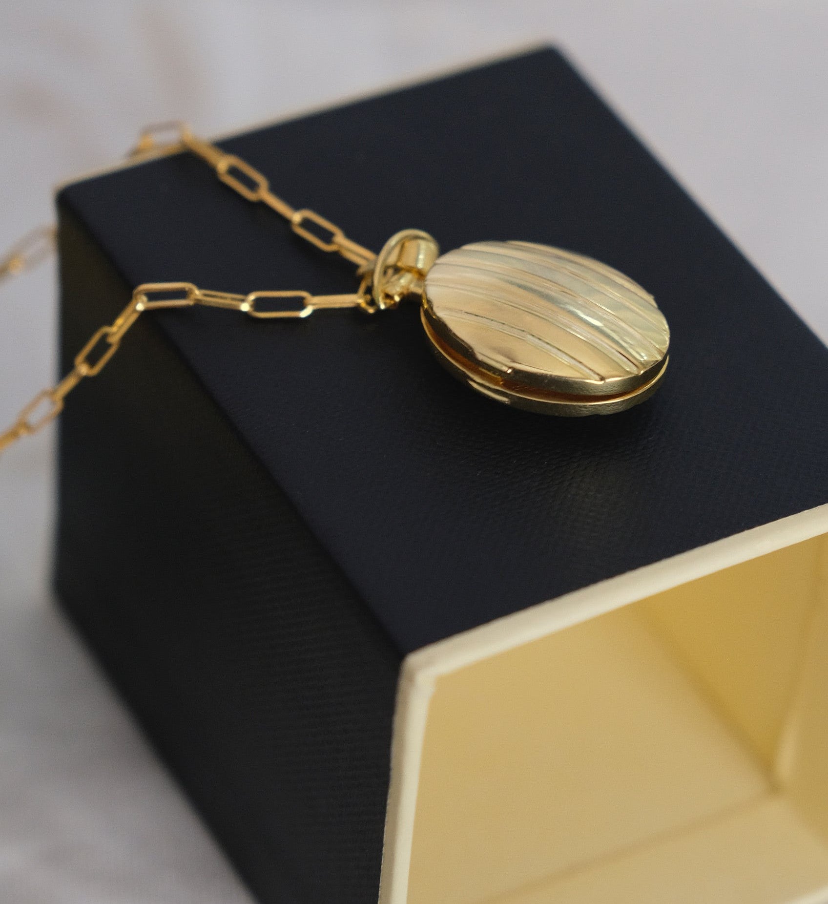 Vintage Stripe Locket Necklace