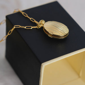 Vintage Stripe Locket Necklace