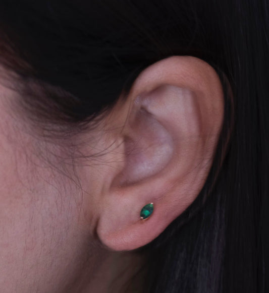 Emerald Marquise Studs