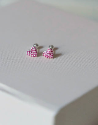 Ruby Heart Studs