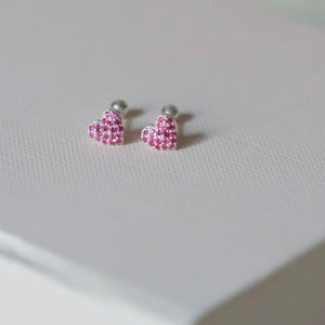 Ruby Heart Studs