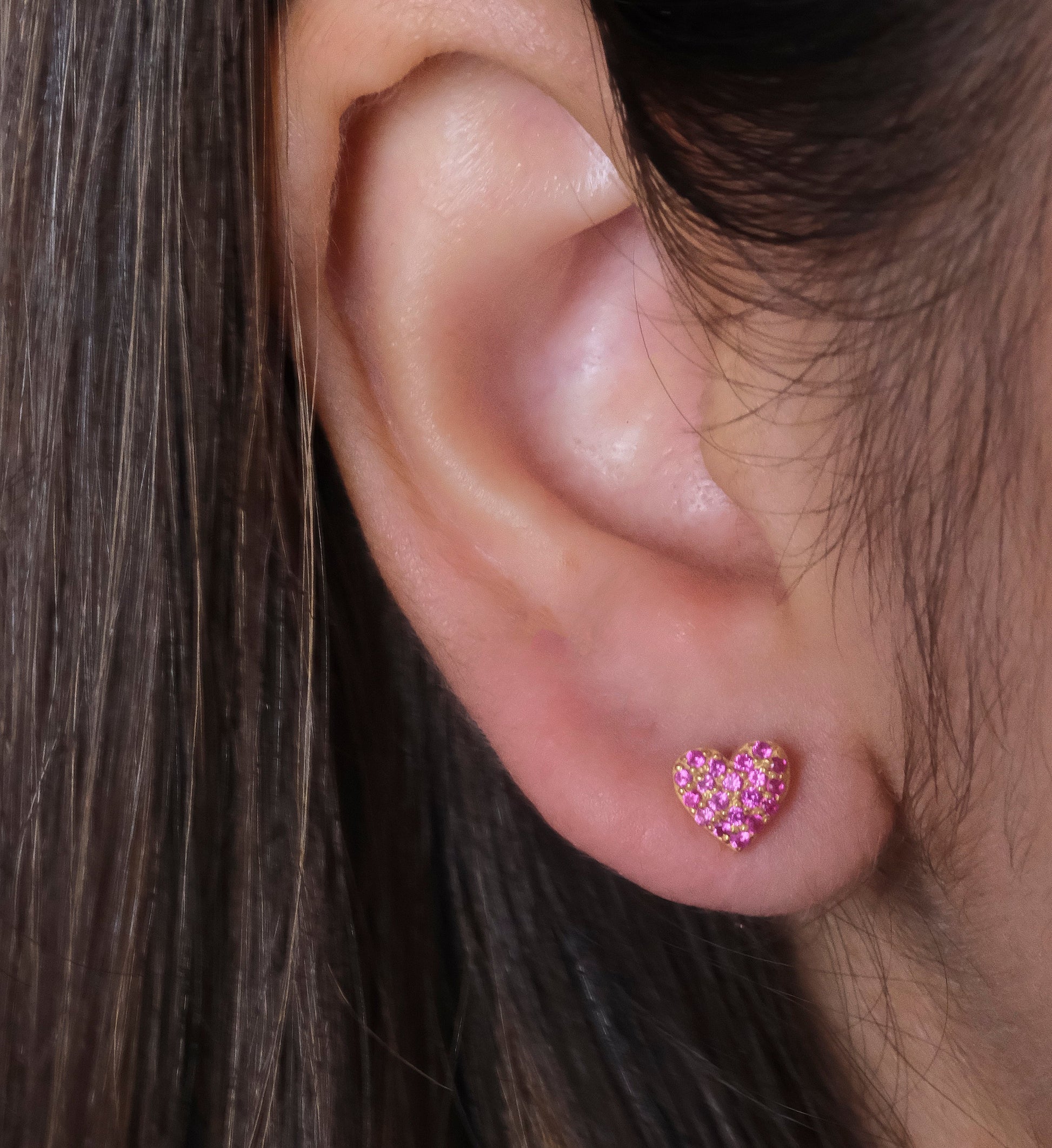 Ruby Heart Studs