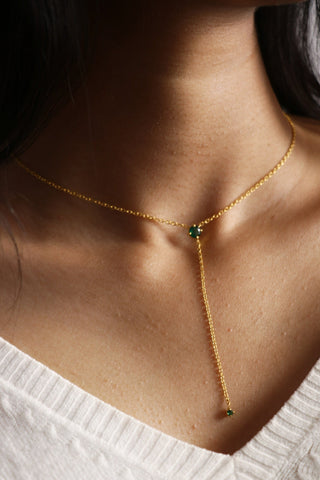 Emerald Drop Lariat Necklace