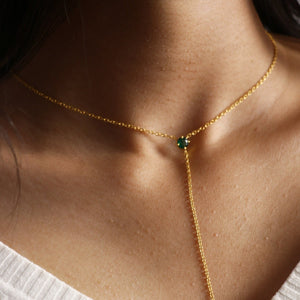 Emerald Drop Lariat Necklace