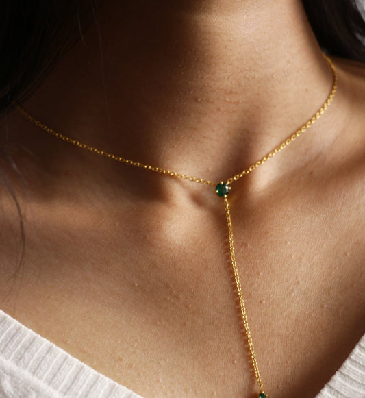 Emerald Drop Lariat Necklace