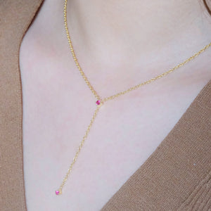 Ruby Drop Lariat Necklace