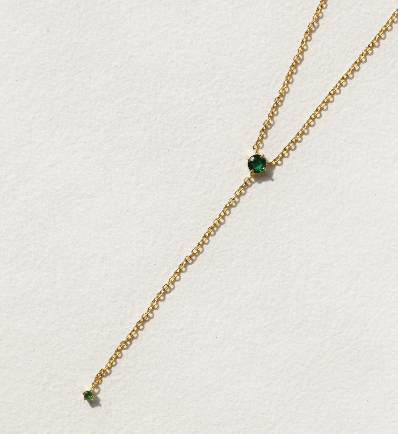 Emerald Drop Lariat Necklace