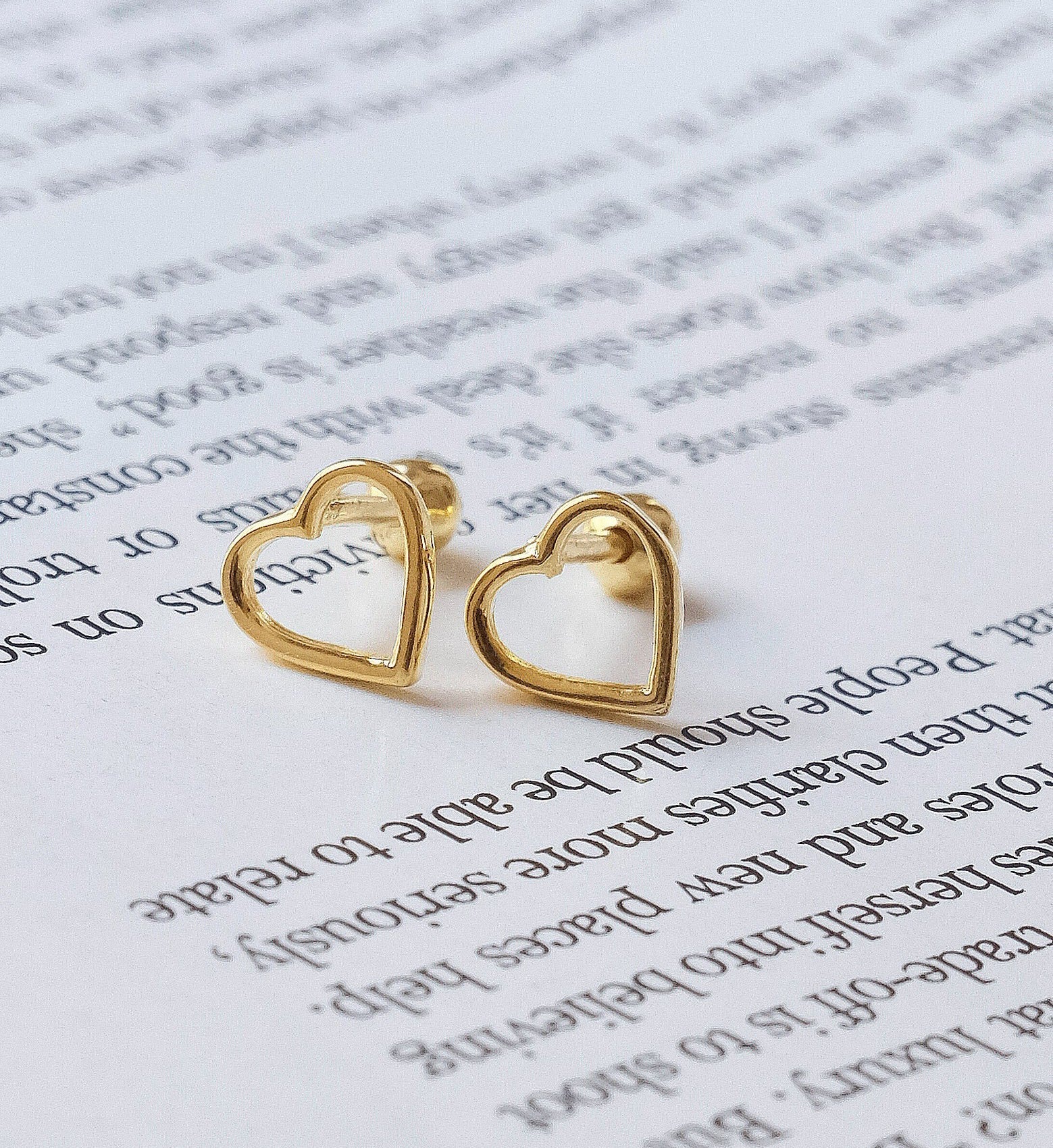 Gold Heart Studs