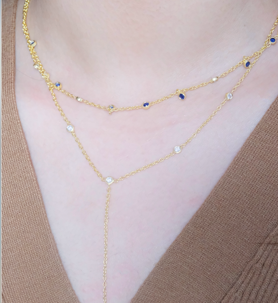 Sapphire Duet Lariat Necklace