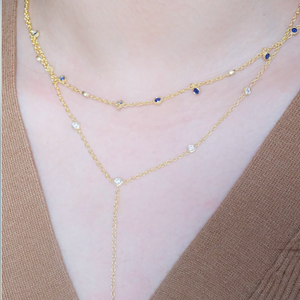 Sapphire Duet Lariat Necklace