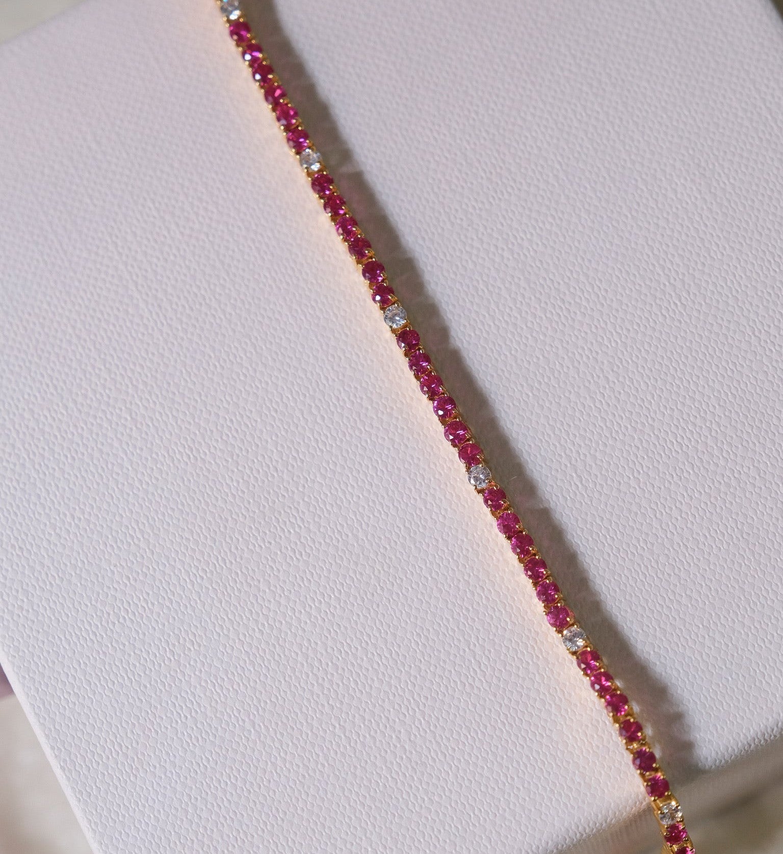 Ruby Diamond Tennis Bracelet