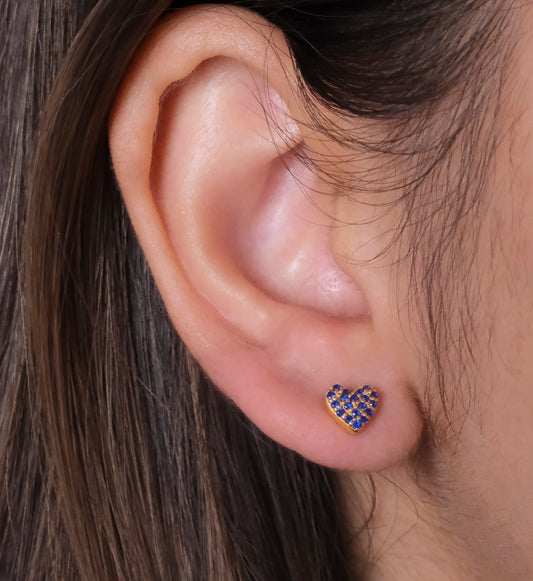 Sapphire Heart Studs