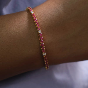 Ruby Diamond Tennis Bracelet