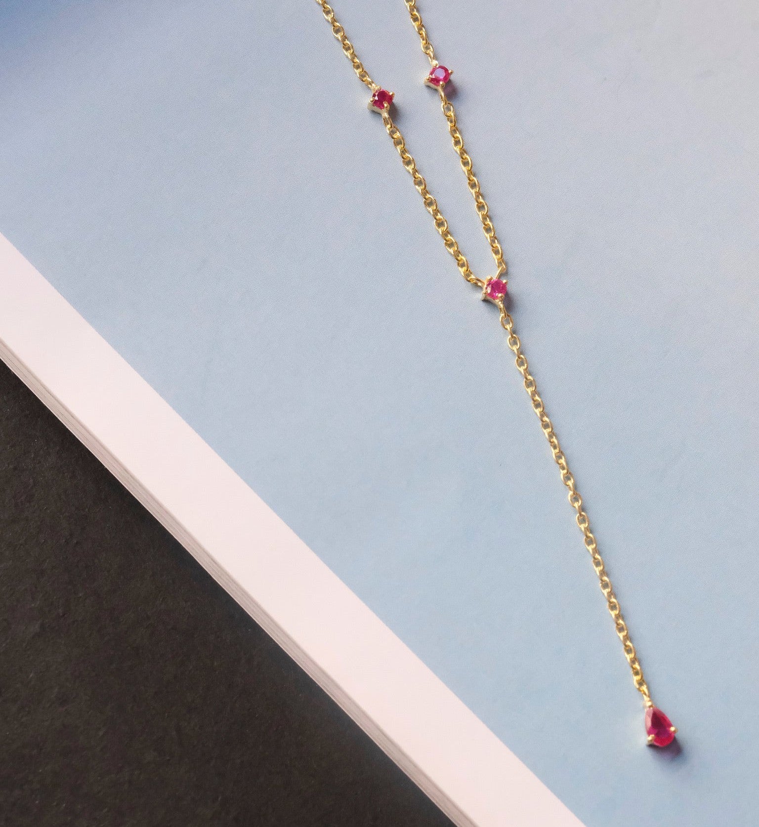 Ruby Lariat Necklace