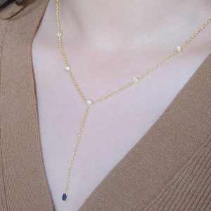 Sapphire Duet Lariat Necklace